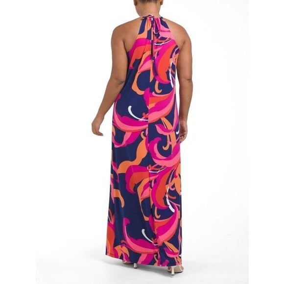 Trina Turk womens Milan Long Halter Maxi Dress size Medium Scrolling Floral $198 - Picture 3 of 10
